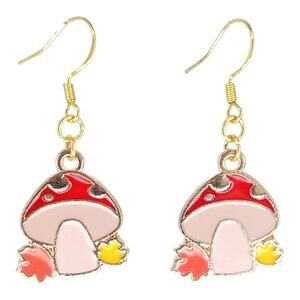 Fall mushroom dangle earrings — lightweight autumn leaf jewelry